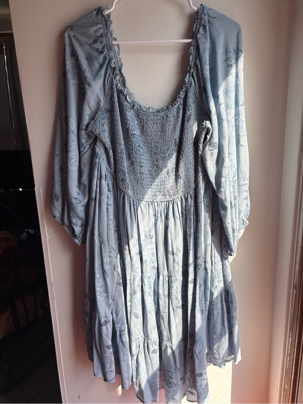 torrid Dusty Blue Floral Smocked Dress